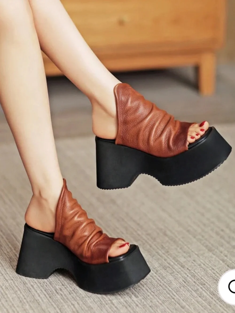 Women’s Brown Platform Slide Sandals